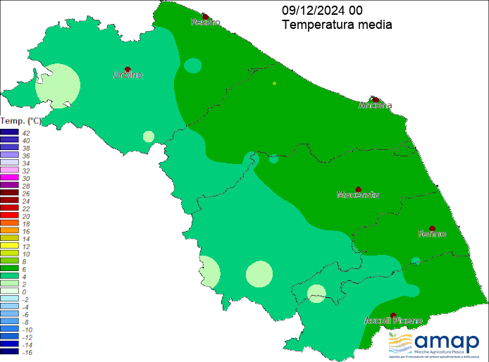 Meteo Regione Marche ASSAM - Carte temperatura media giornaliera